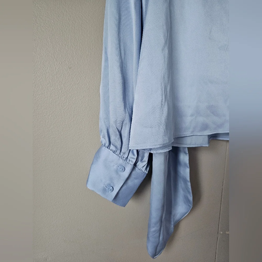 Worthington Soft Blue Wrap Blouse - Picture 6 of 16